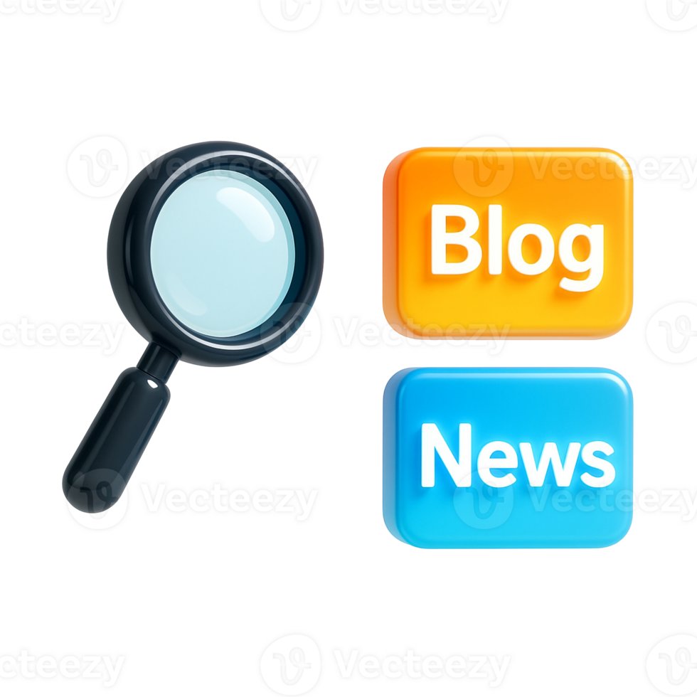 Smooth Glossy SEO Icon Featuring Blog and News png
