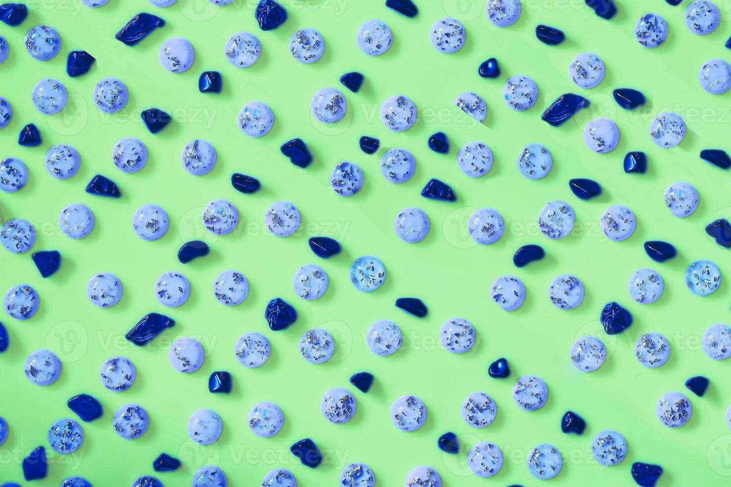 Emerald, green azure stones pebble gems pattern. photo