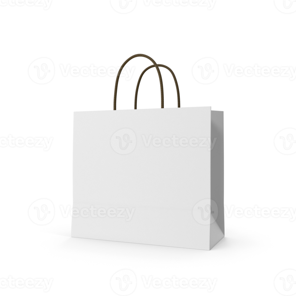 Blank White Paper Shopping Bag, Mockup for Branding and Design transparent background png