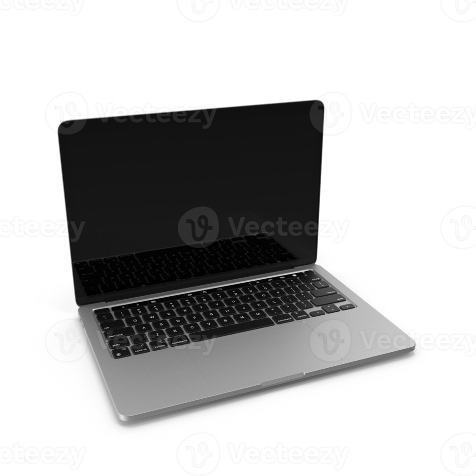 Sleek modern laptop device with open screen view png