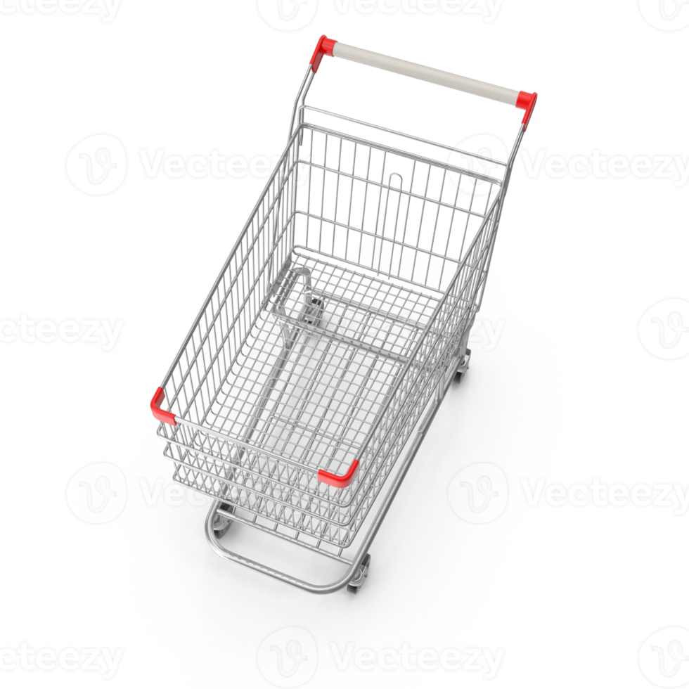 Empty Shopping Cart, A 3D Model Perspective transparent background png