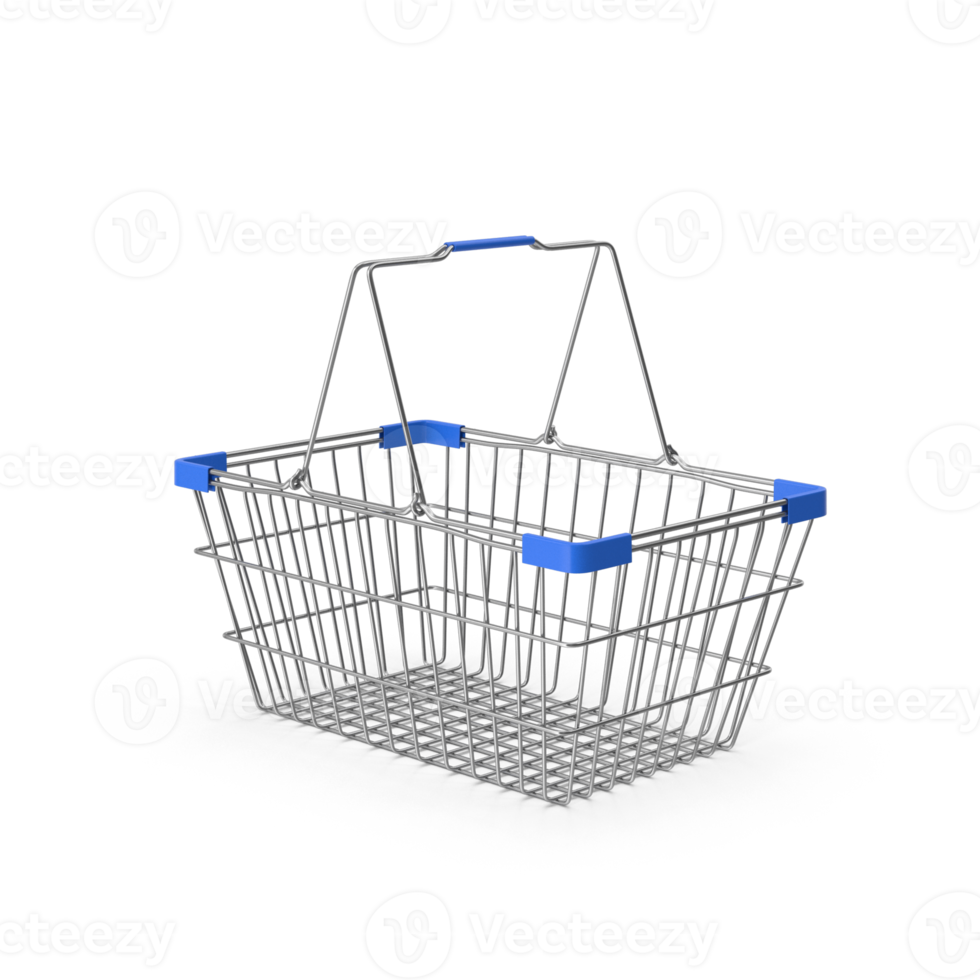 Wire Shopping Basket, Detailed 3D Render transparent background png