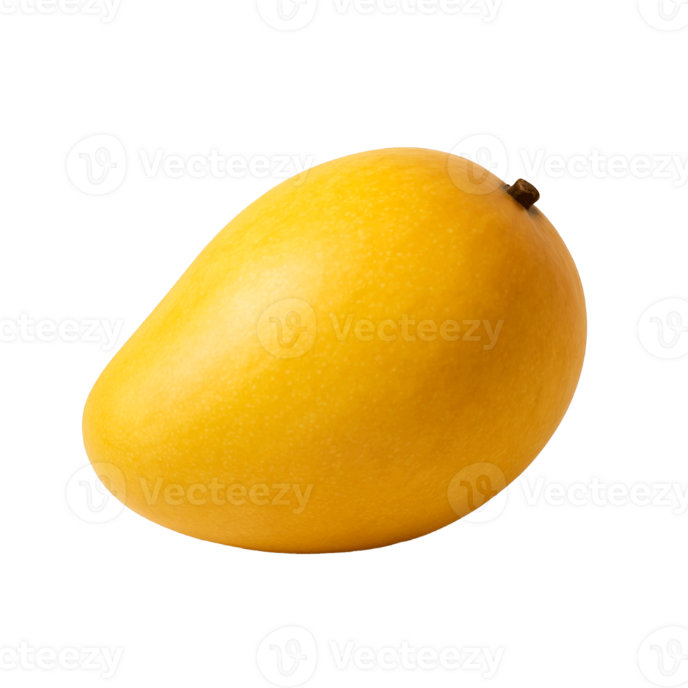 Single ripe yellow mango isolated on transparent background png