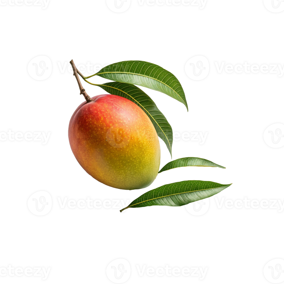 mango with leaves isolated on transparent background png
