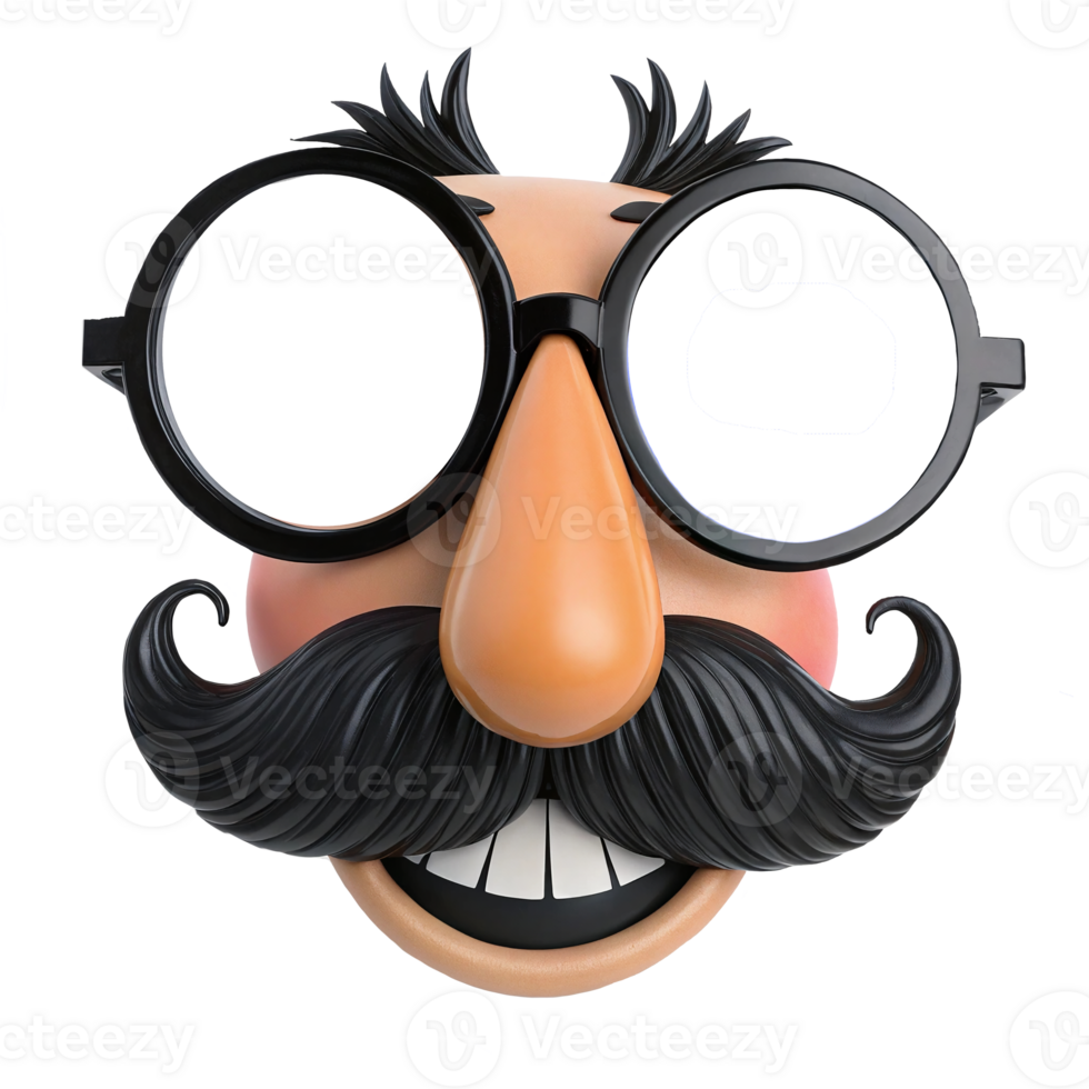 Classic Novelty Disguise Kit with Fake Moustache and Glasses Comical Mask with Exaggerated Features png