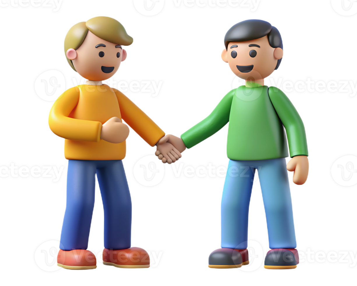3d style design of man white skin hand shake agreement for web, banner, poster, print png