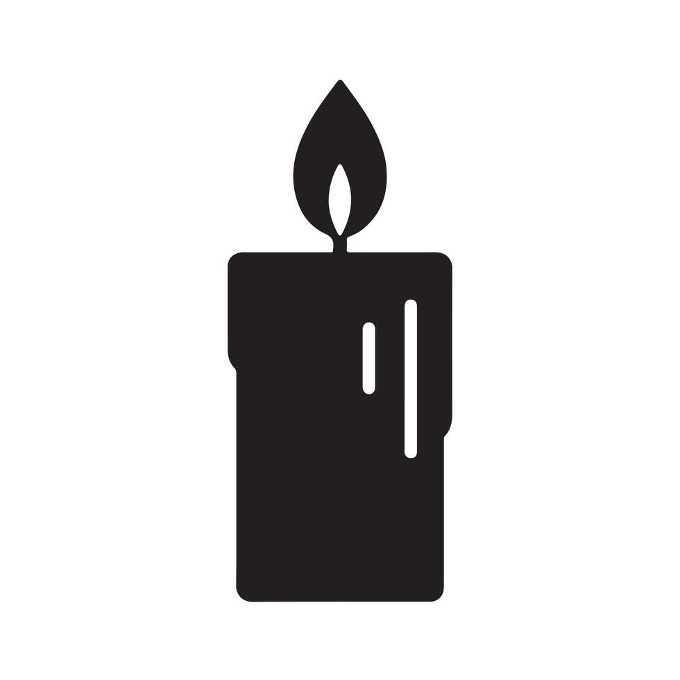 A black candle with a flame on it vector