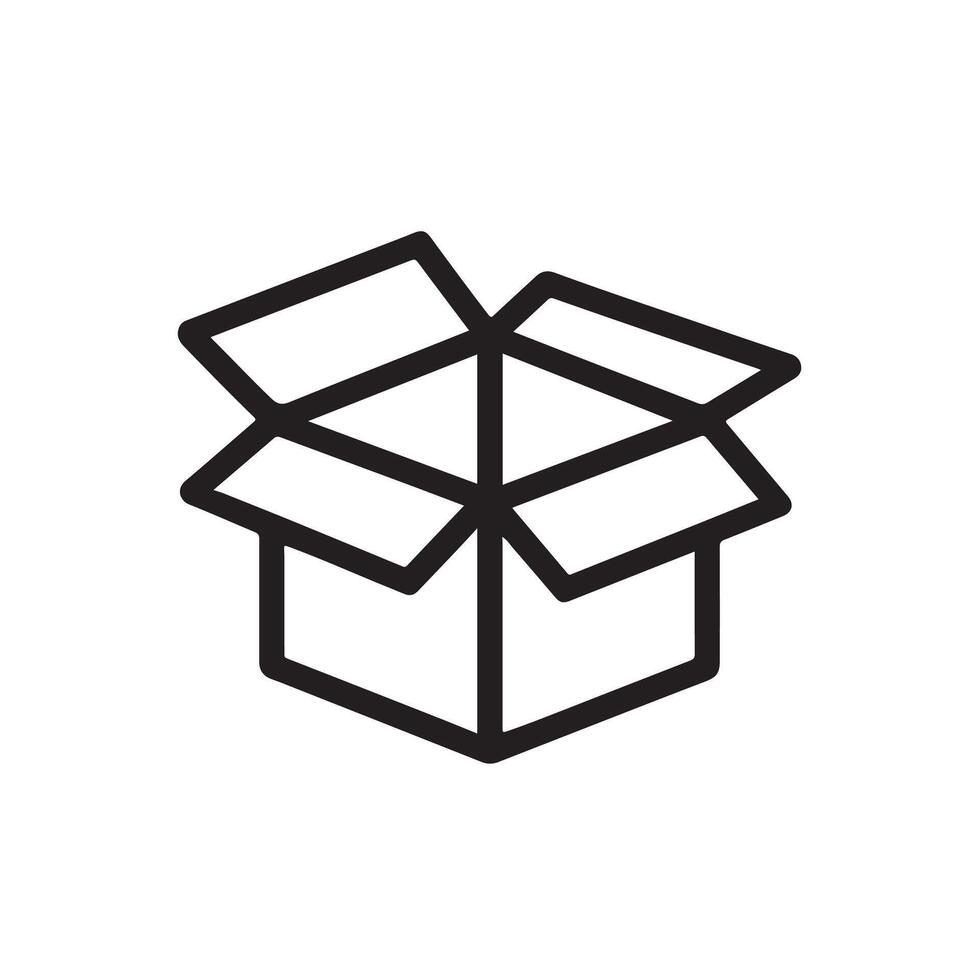 An open box icon on a white background vector