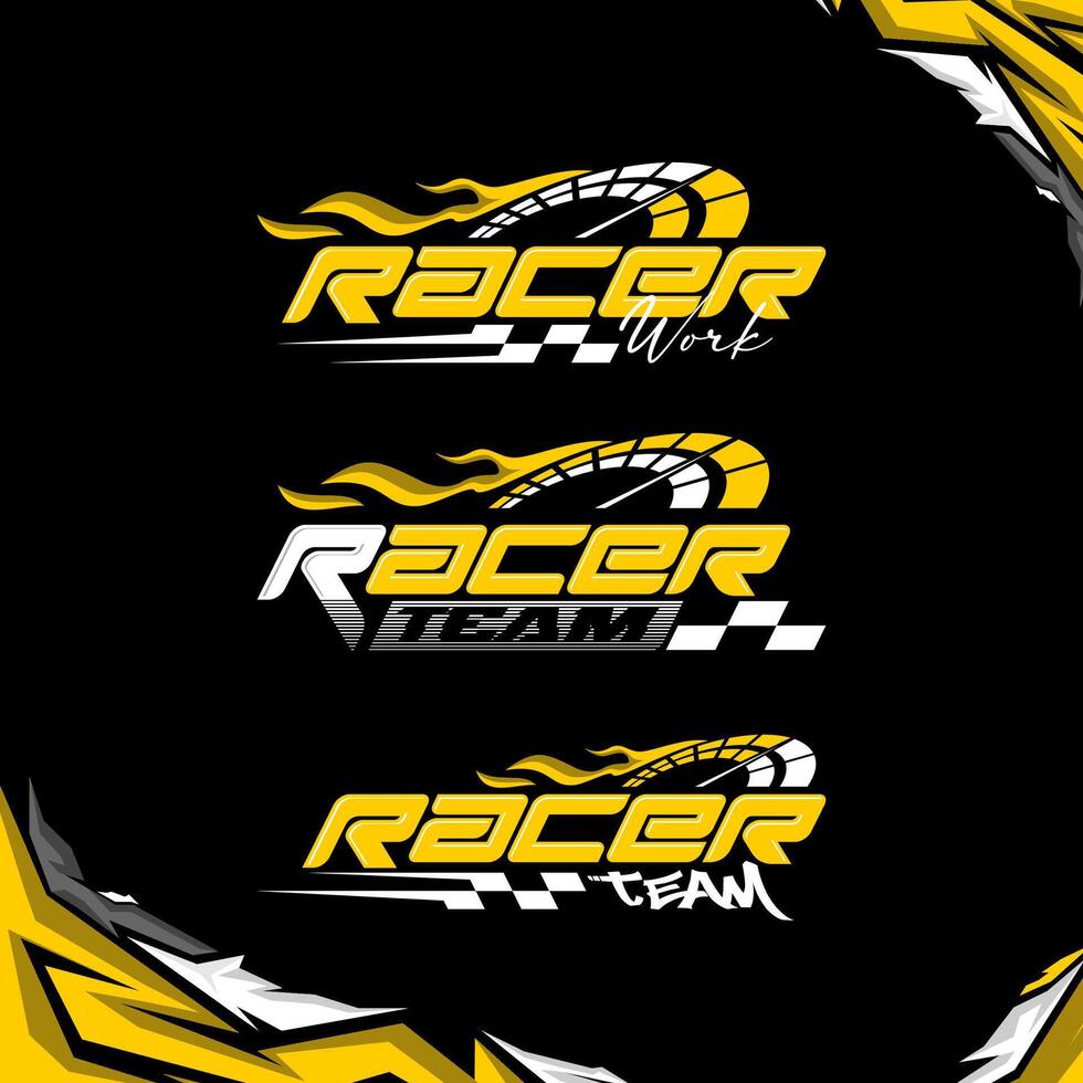 racer team yellow Collection of motorcycle and car stickers gradient racing graphic design vector