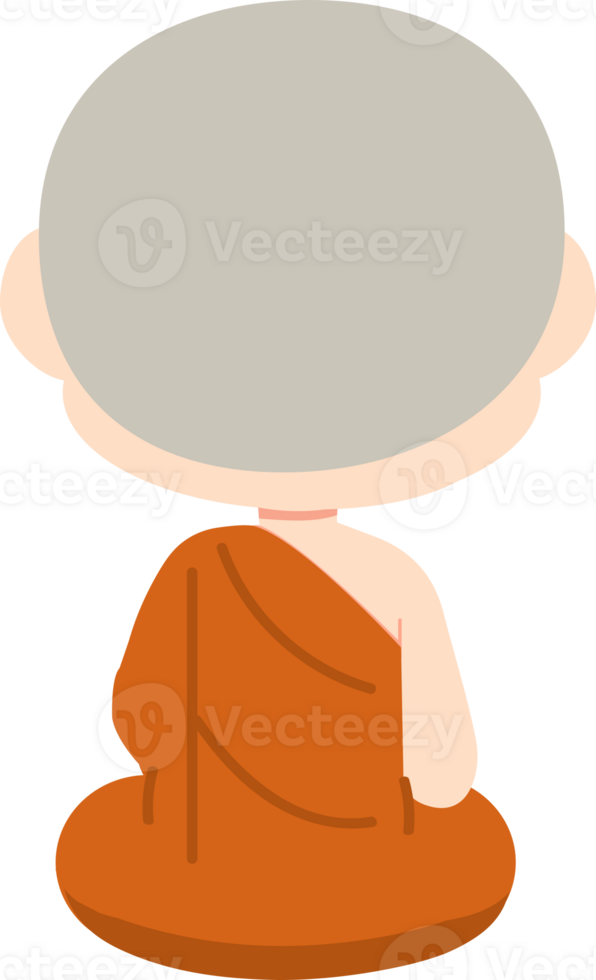 A cartoon monk sitting on the ground png