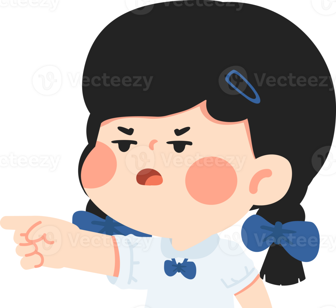 A cartoon girl pointing at something png
