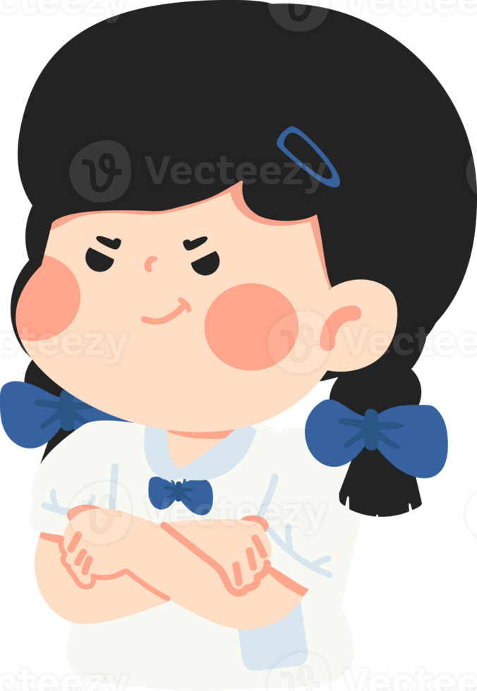 A cartoon girl with her arms crossed png