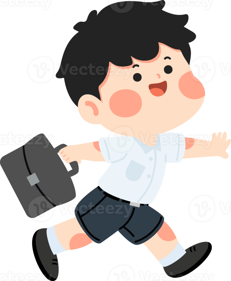A cartoon boy running with a briefcase png