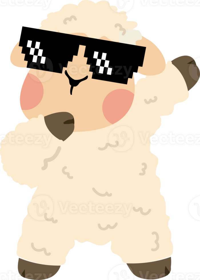 A cartoon sheep wearing sunglasses and holding a microphone png