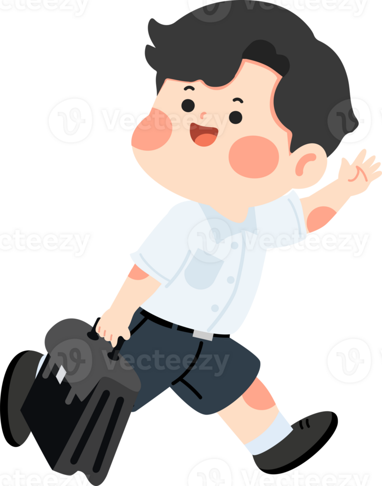 A boy with a suitcase running png