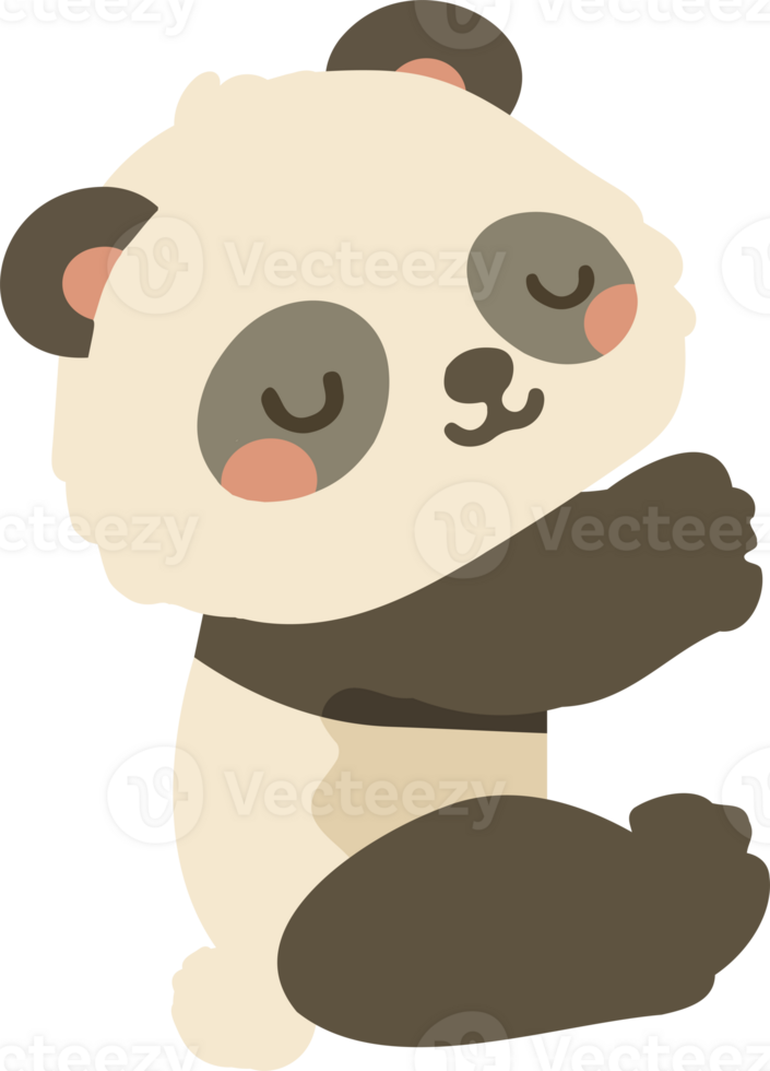 cartoon panda bear sitting on its back png