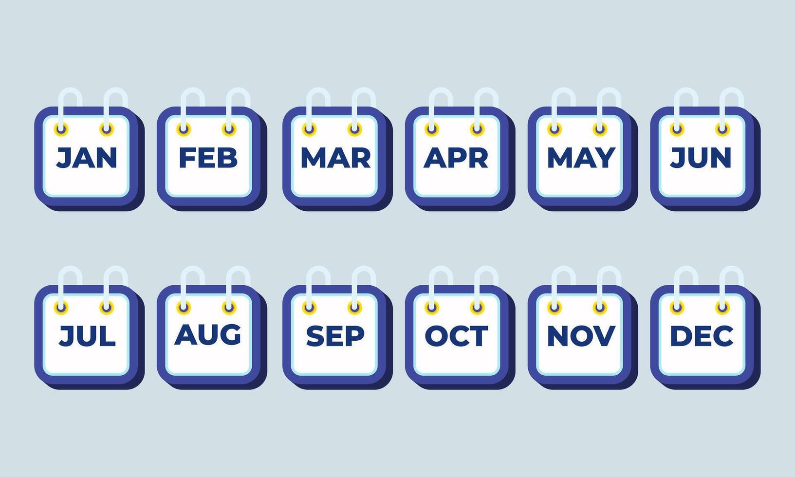 Full Year Calendar Display with Highlighted Months for Event Planning and Scheduling vector