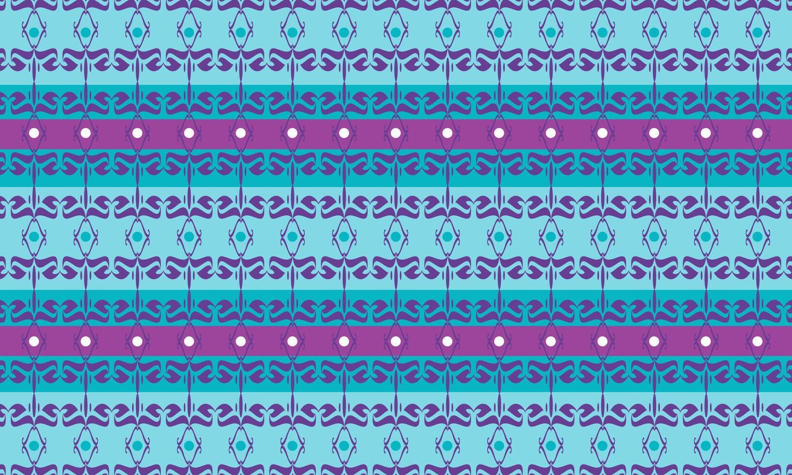 Dynamic Southeast Asian Inspired Textile Design in Blue, Purple, and Cyan Hues vector