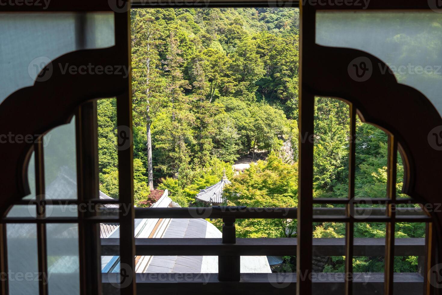 Forest view from inside Daisho-in Temple, on Miyajima Island photo