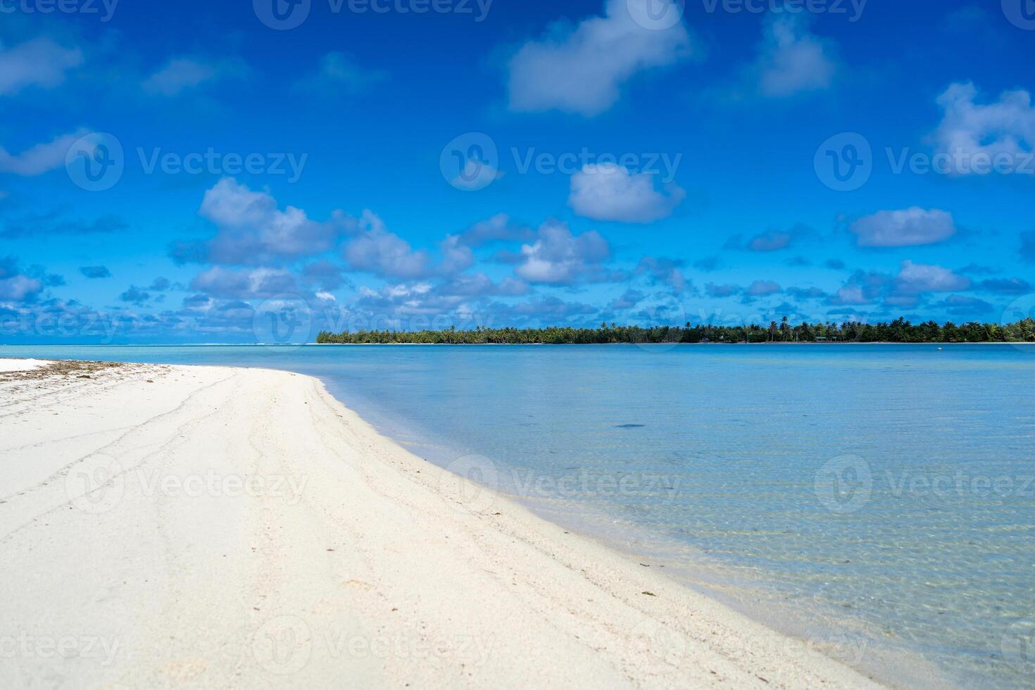 Pristine white sand beach of Tereia in Maupiti, French Polynesia photo