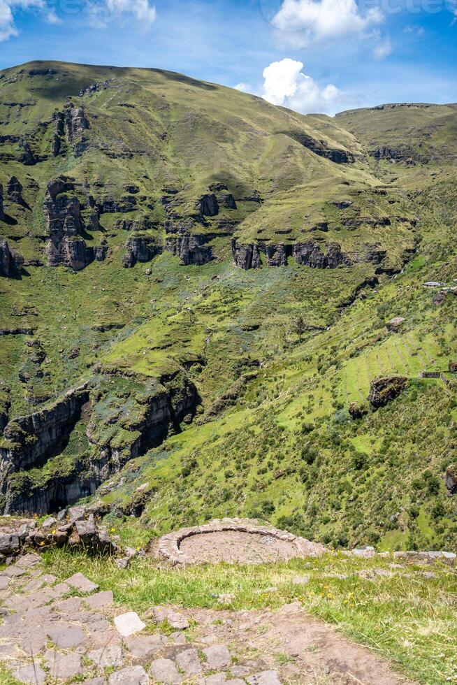 Inner View of Waqrapukara Archaeological Site in the Andean Highlands, Peru photo