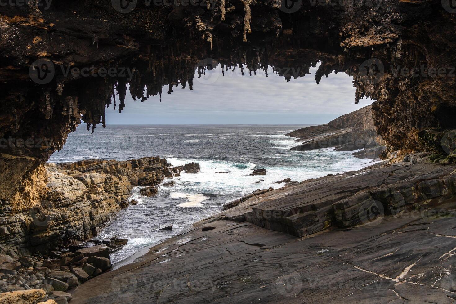 The Admirals Arch rock formation at Cape Du Couedic, Flinders Chase, Kangaroo Island, Australia photo