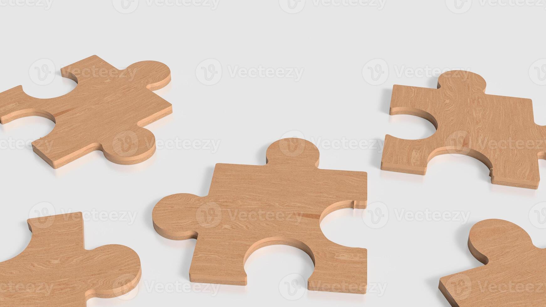 The Wood Jigsaw on white Background 3 d Rendering. photo