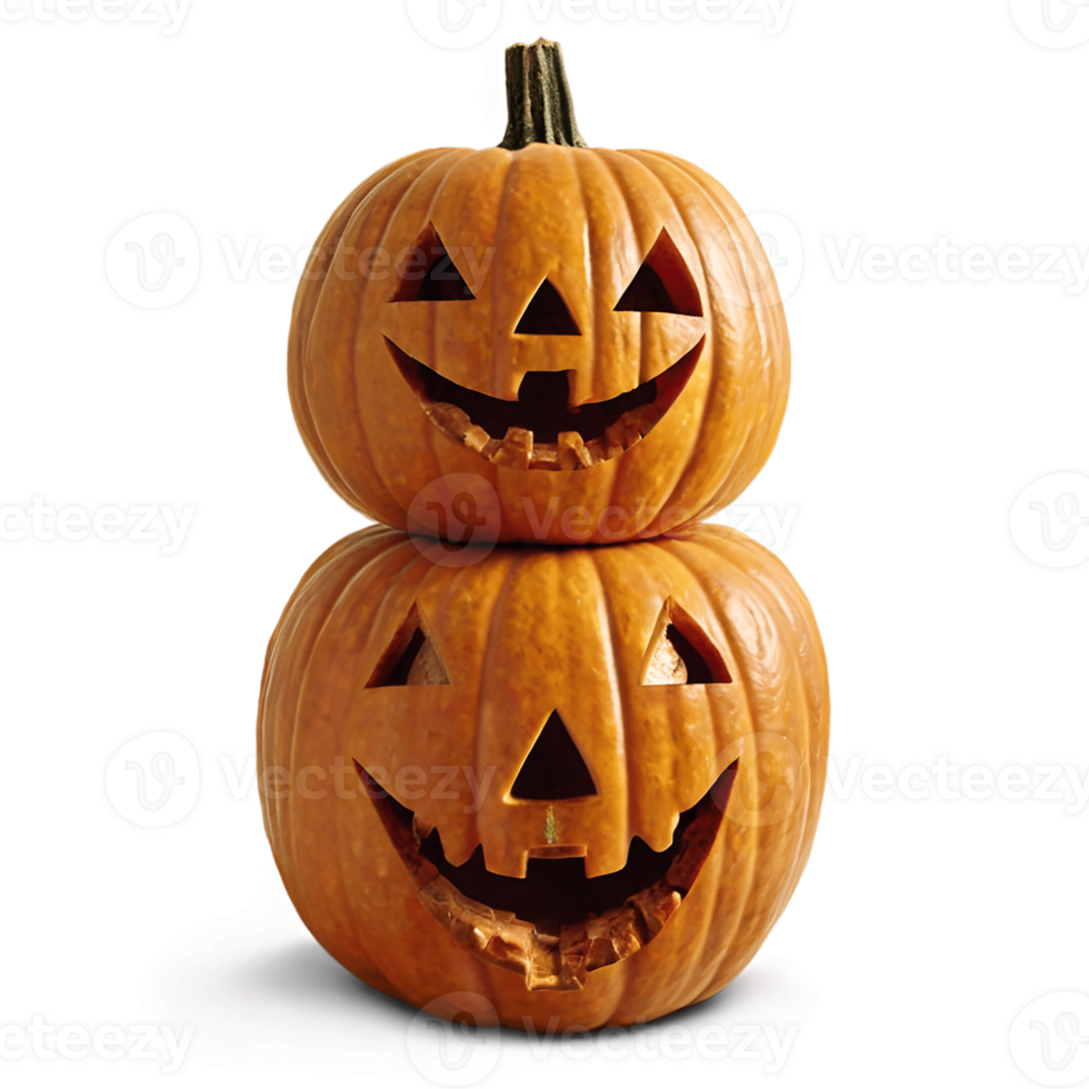 Funny two halloween pumpkins isolated on transparency background png
