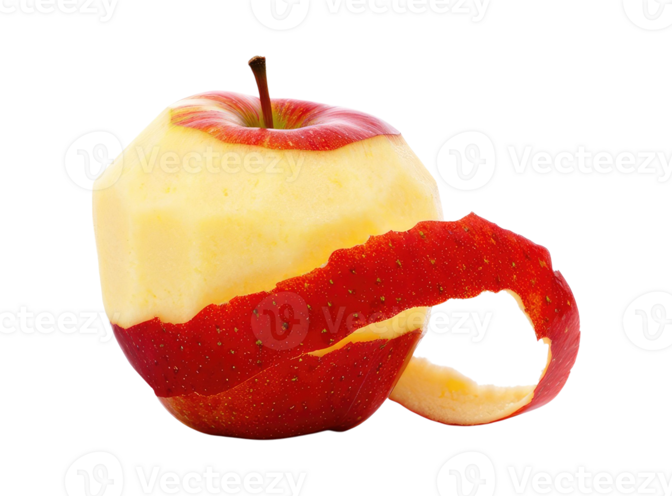 Red apple fruit skin being peeled off isolated on a transparent background png