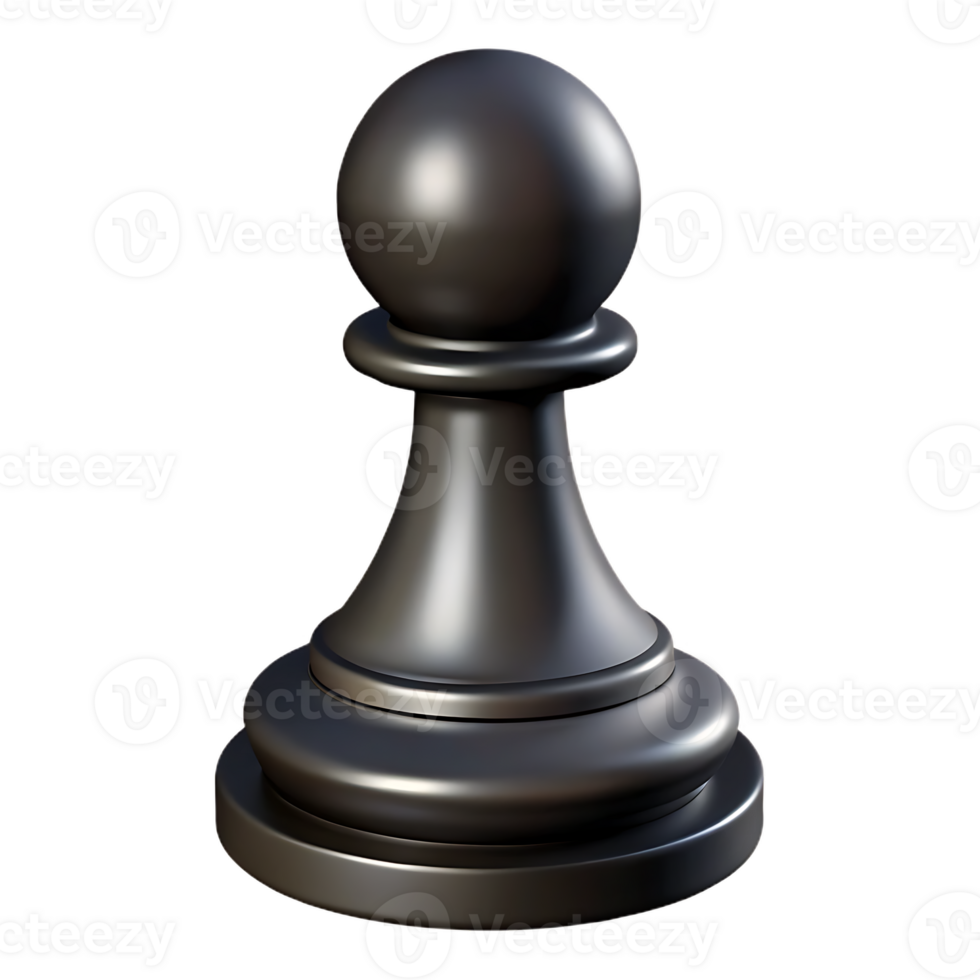 A Sleek Black Pawn, A Study in Strategy and Sophistication on Transparant background png
