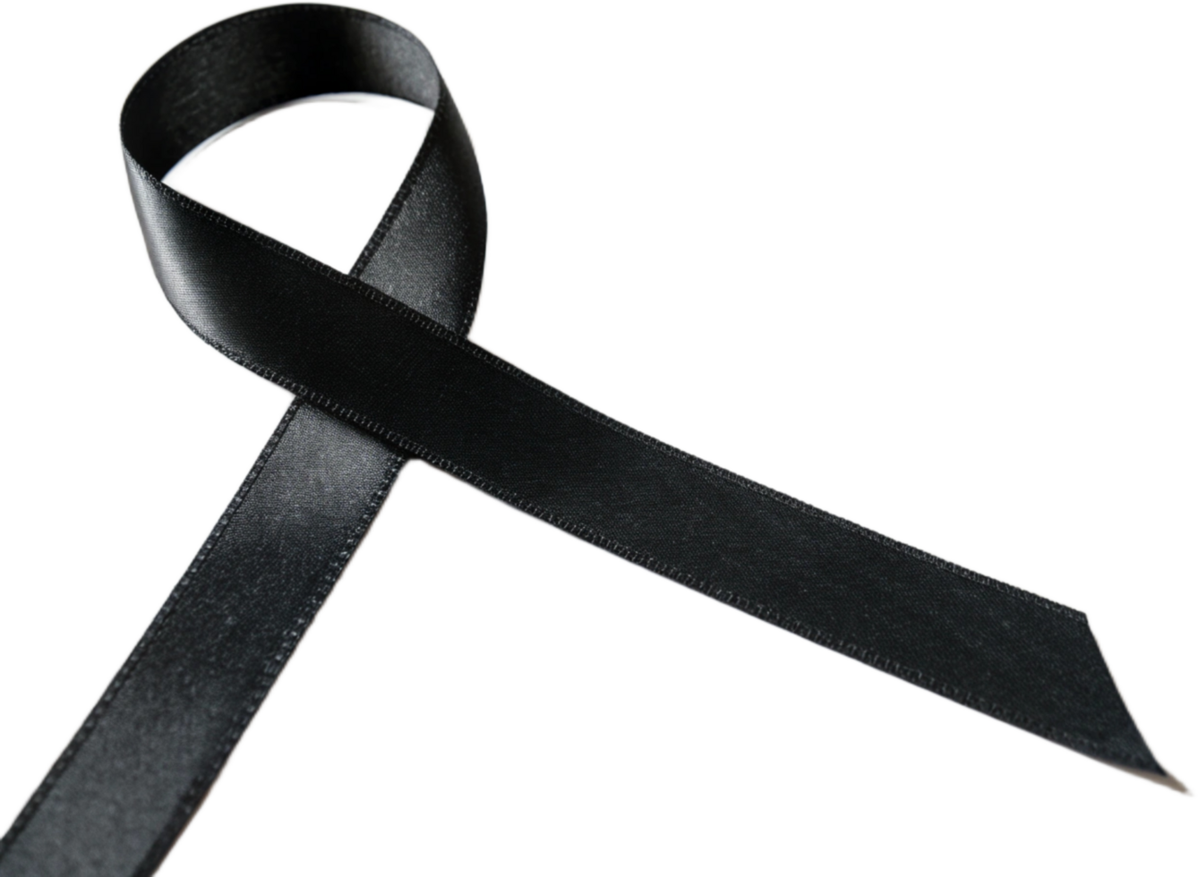 Elegant Black Mourning Ribbon Symbolizing Grief and Remembrance on Transparant background png