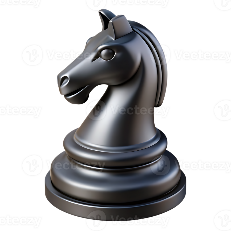Elegant Metallic Knight Chess Piece on Transparant background for Strategy png
