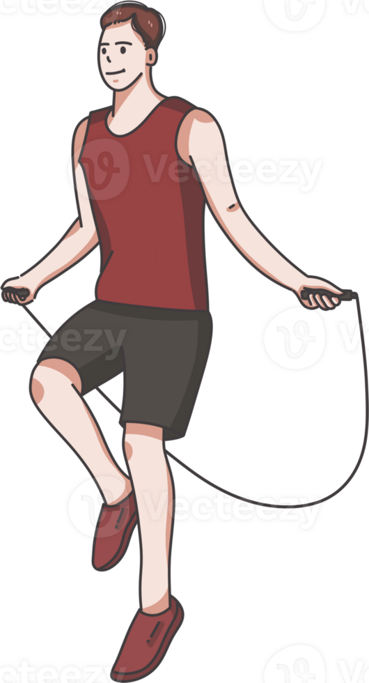 A man is jumping rope with a skipping rope png