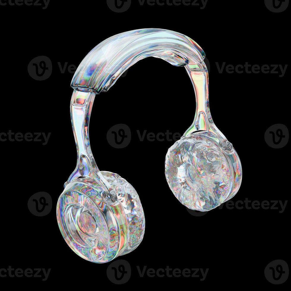 Abstract Prism Crystal headphone headset isolated Background 3d rendering photo