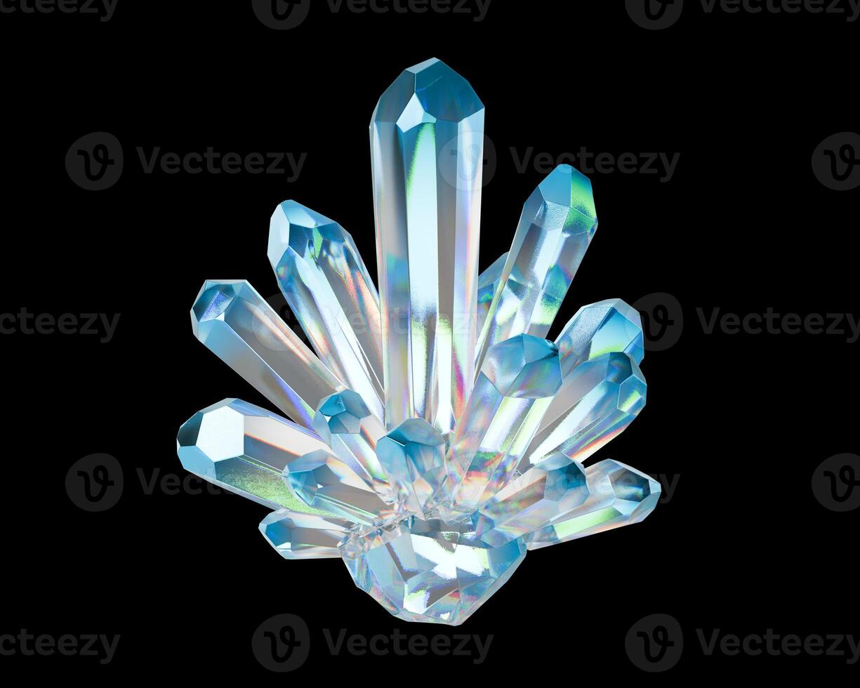 Blue Clear Crystal isolated background 3d rendering photo