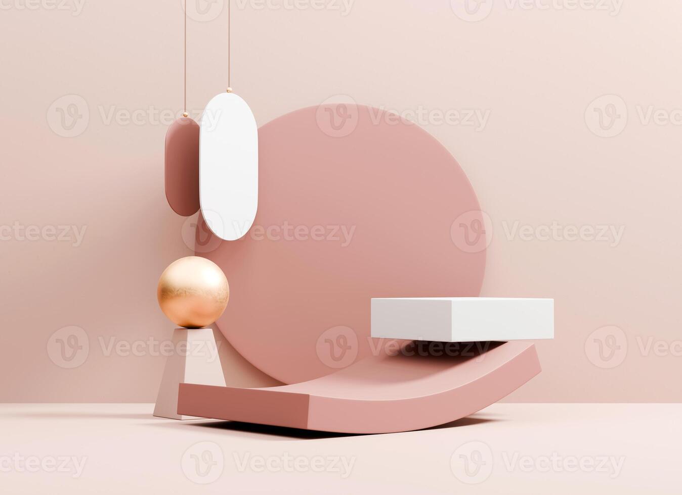 Abstract Pink Minimal Modern Podium Platform For Product Display Showcase 3D Rendering photo