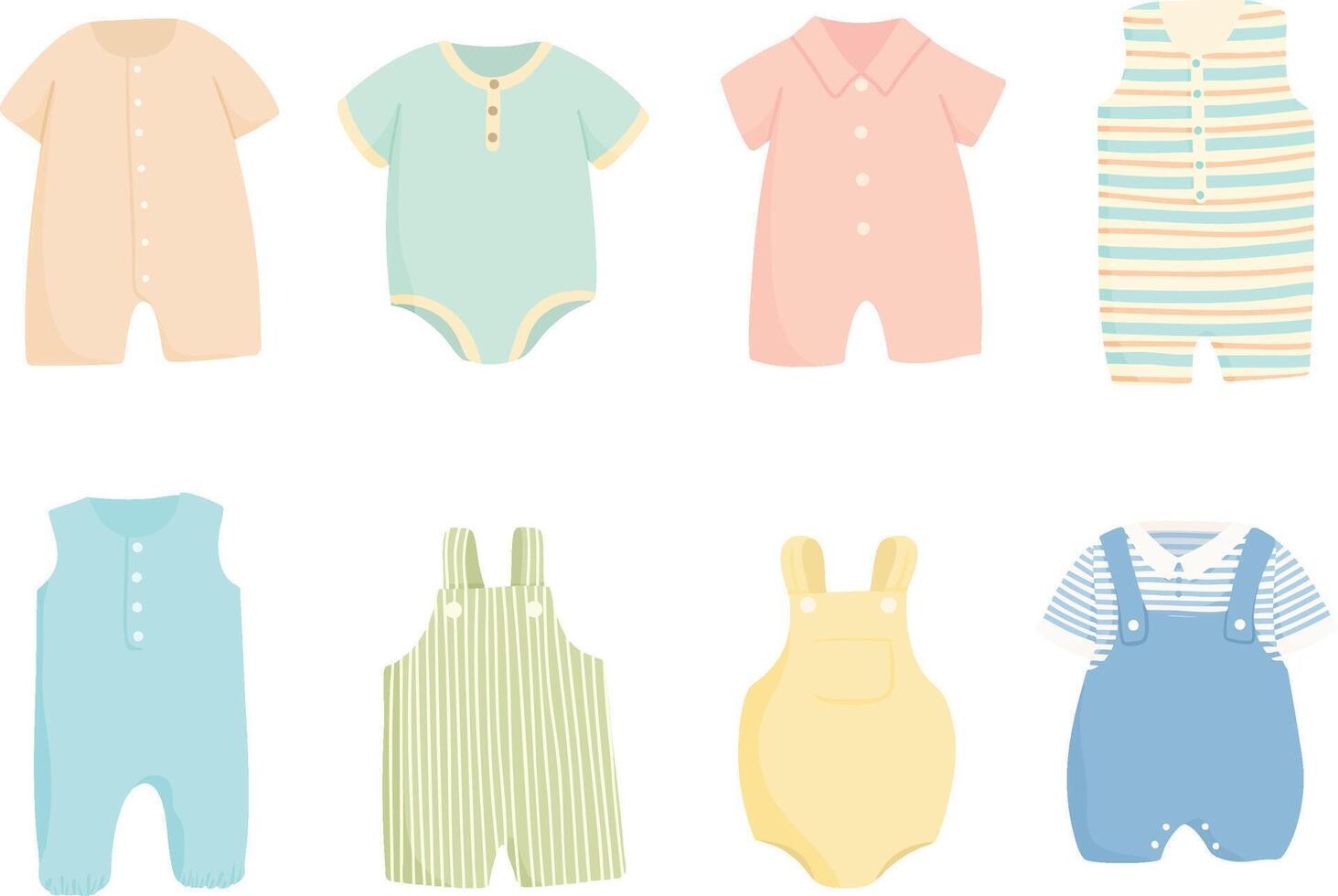 Cute Baby Clothes Collection in Pastel Colors vector