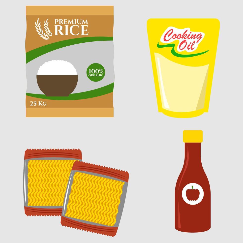 Rice Oil Instant Noodle and Sauce Illustration vector