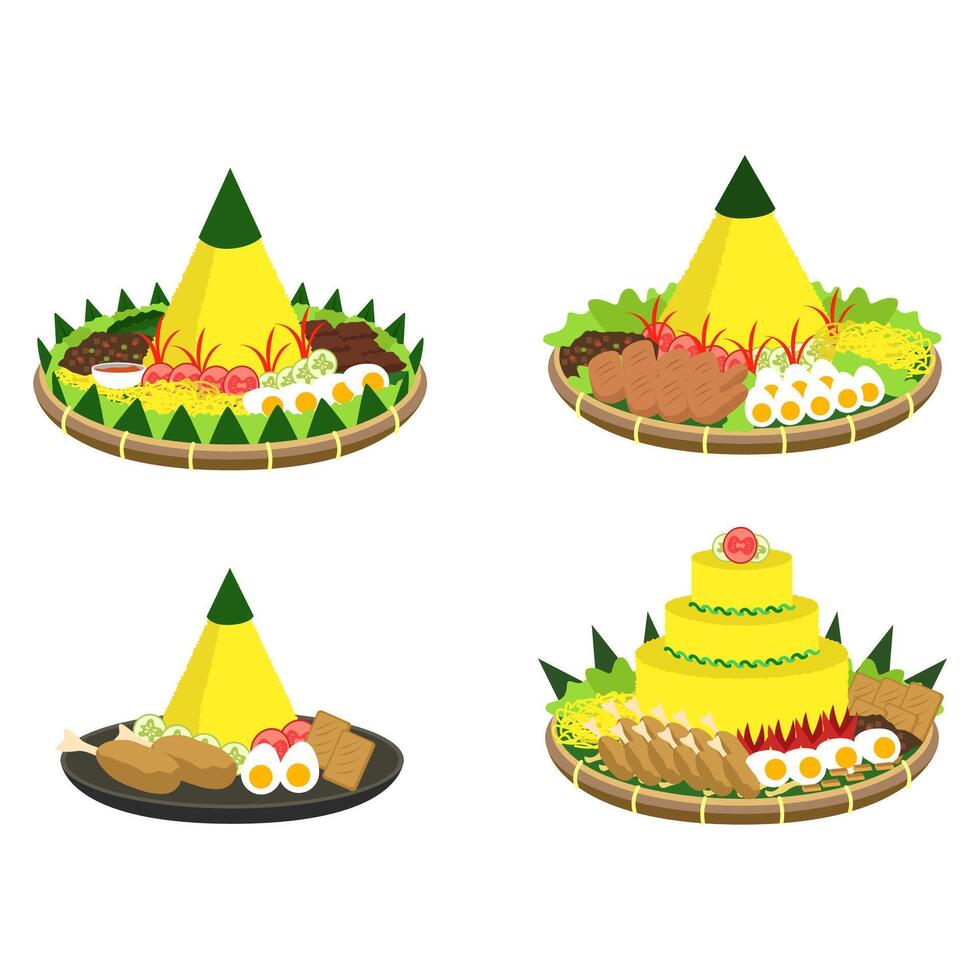 Indonesian Tumpeng Set vector