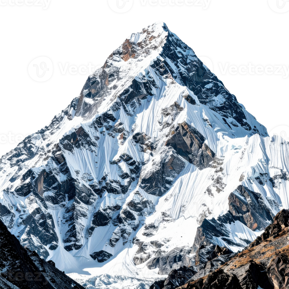 Majestic snow capped mountain peak with rugged terrain png