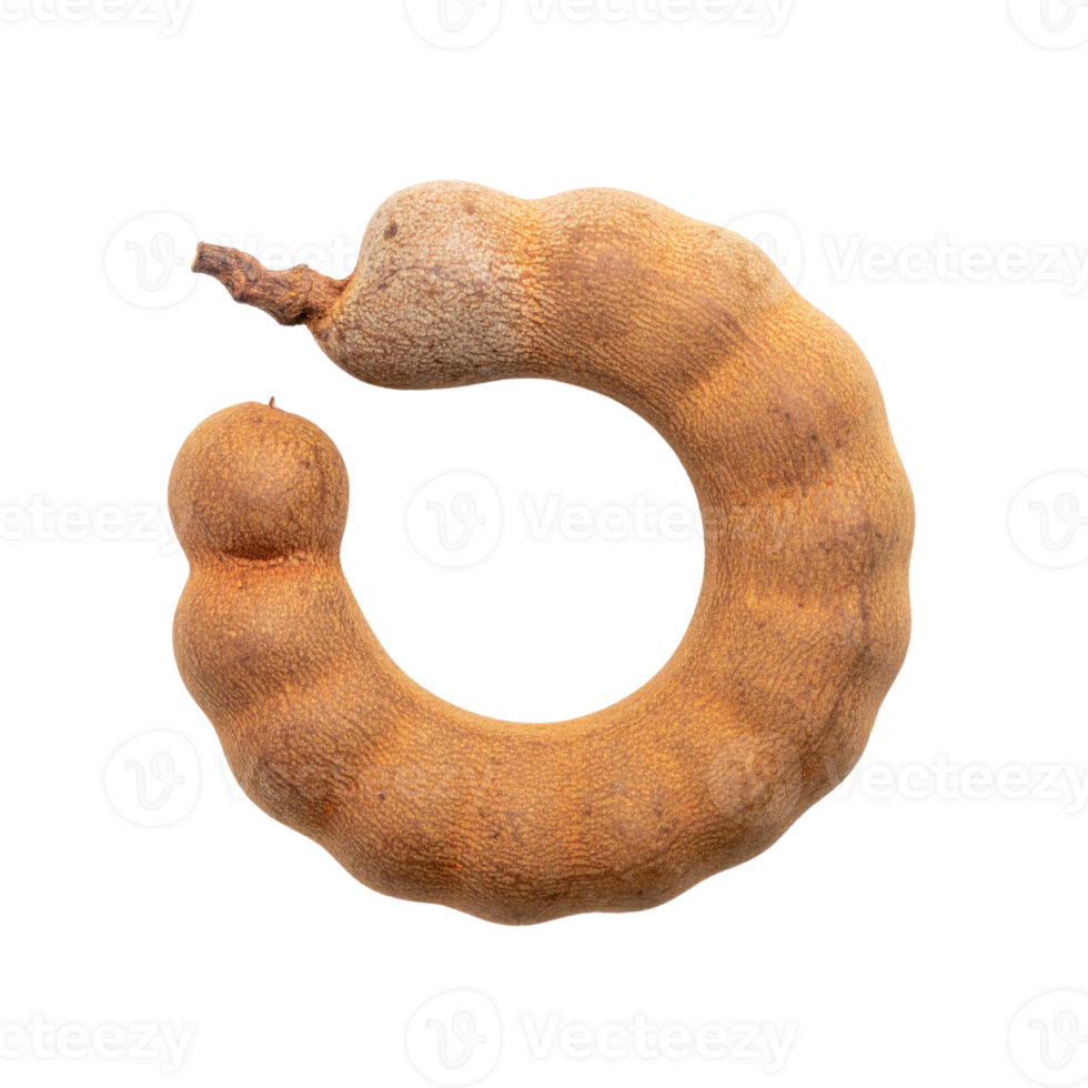 Tamarind fruit with brown shell isolated transparency background png