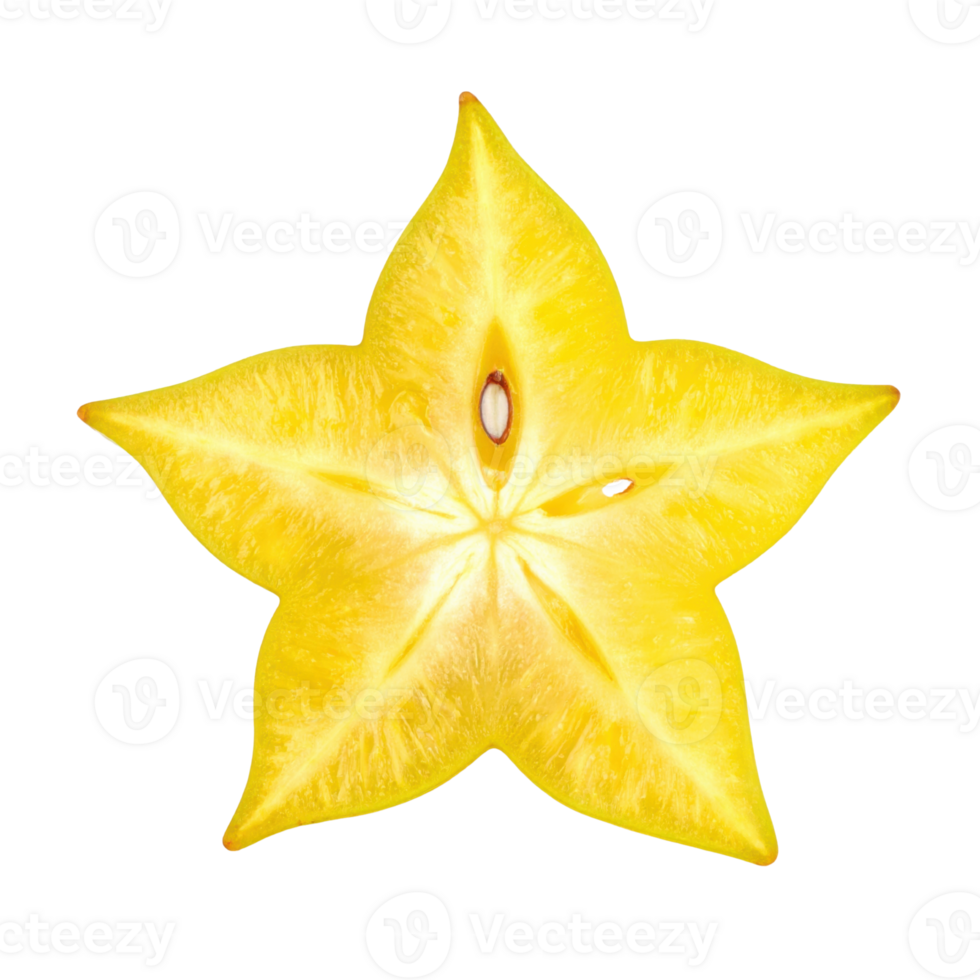 Starfruit slice on transparency background, vibrant and fresh png