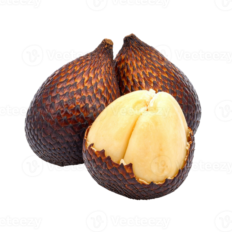 Salak fruit with textured brown skin and creamy flesh png