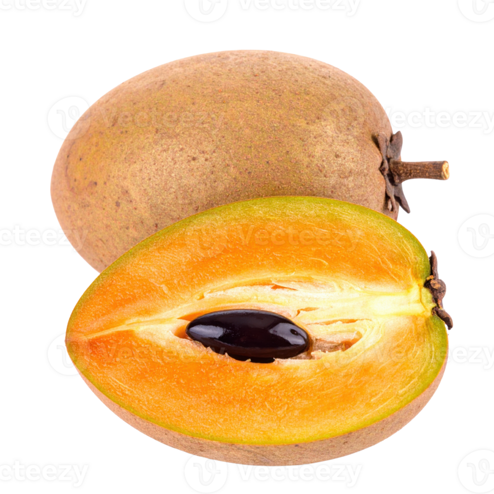 Sapodilla fruit with vibrant orange flesh png