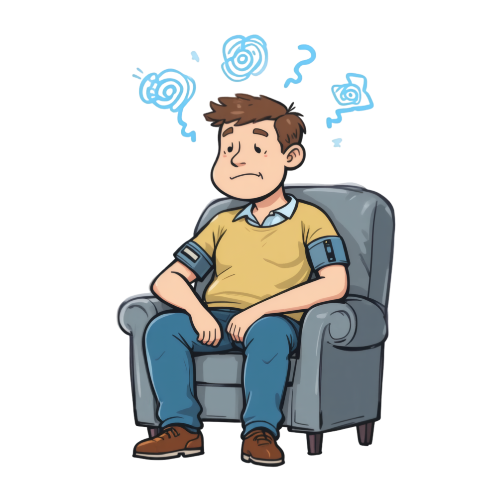 Man Looking Dizzy in Chair png