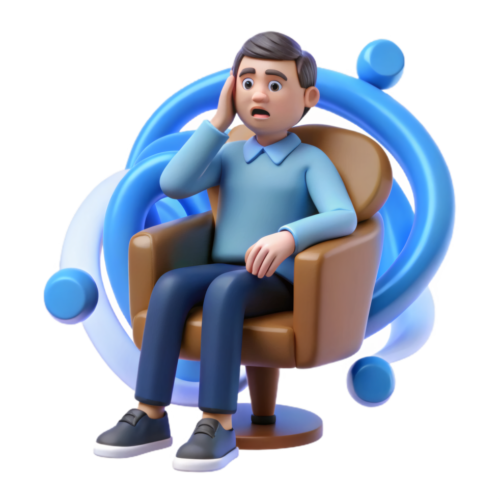 Cartoon Character in Chair with Health Issue png