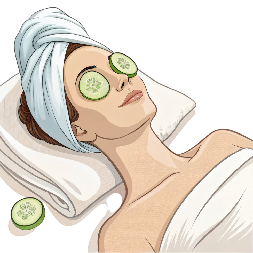 Beauty Cartoon with Cucumber Eyes png