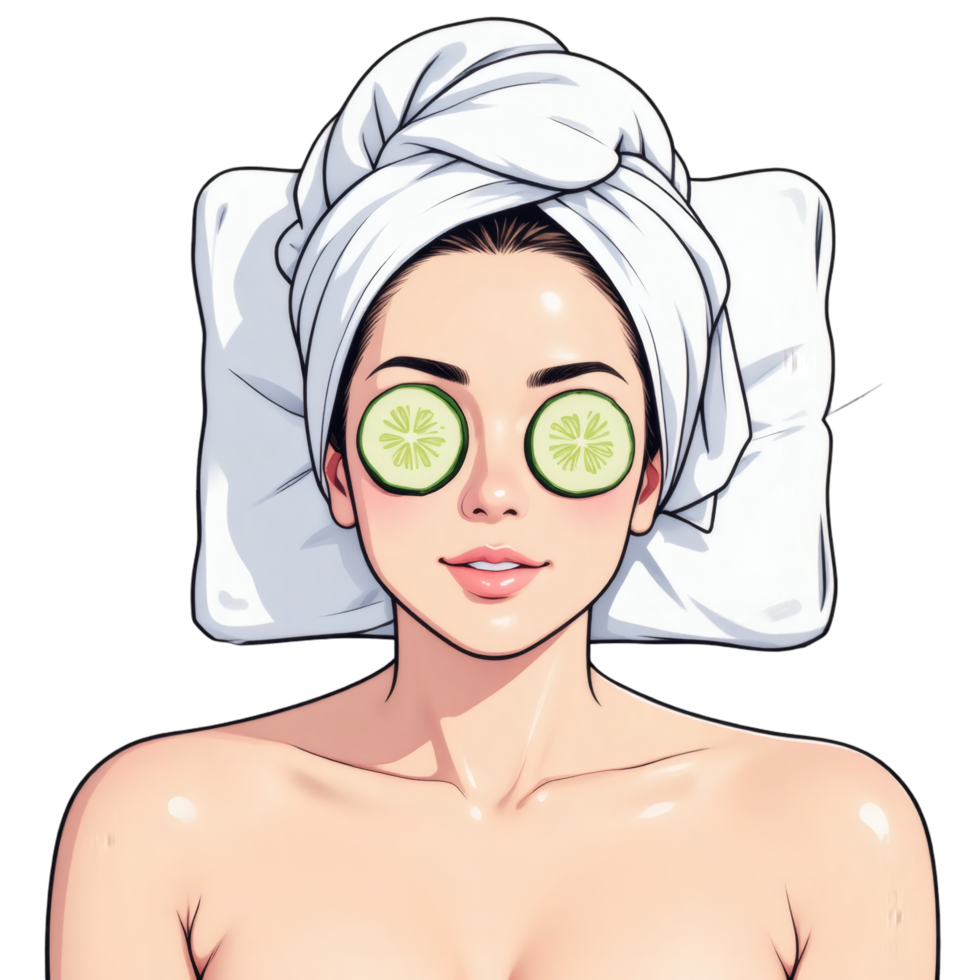 Female in Spa Cartoon Pose png