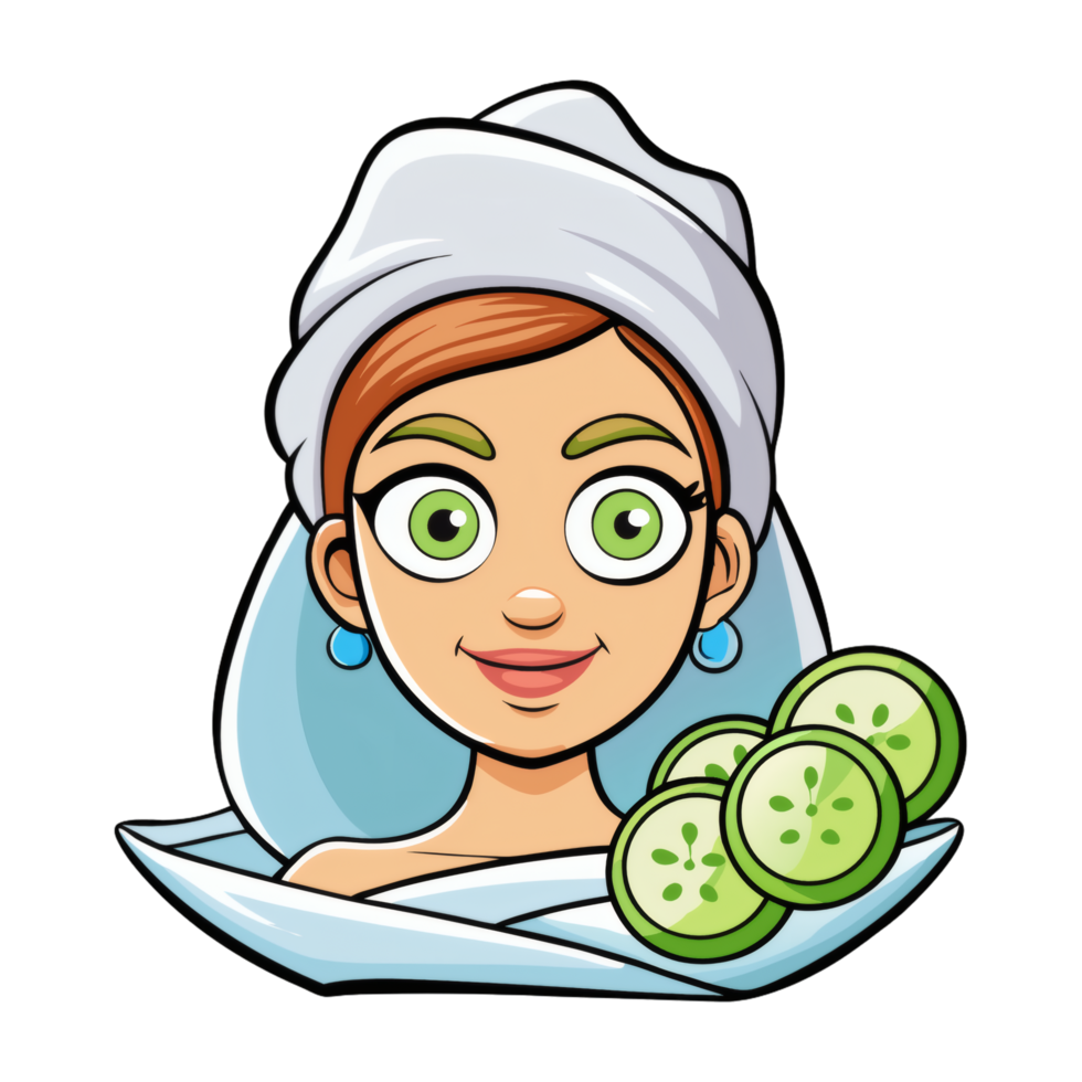 Cartoon Skincare Routine Woman png