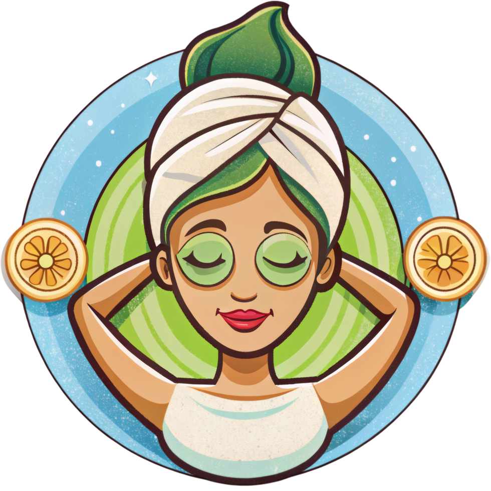 Girl in Spa with Cucumber Eyes png